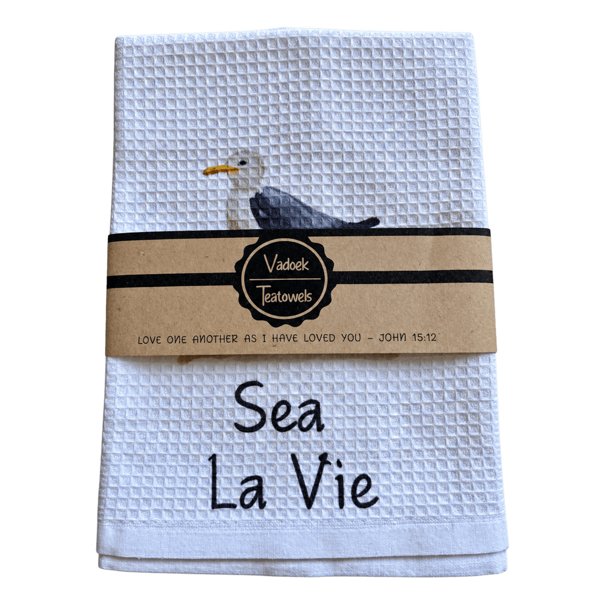 Single Printed Dishcloth - Sea La Vie on a transparent background