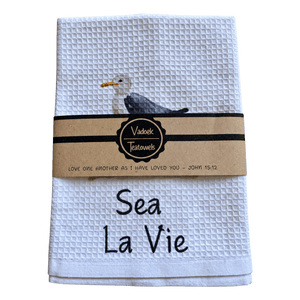 Single Printed Dishcloth - Sea La Vie on a transparent background