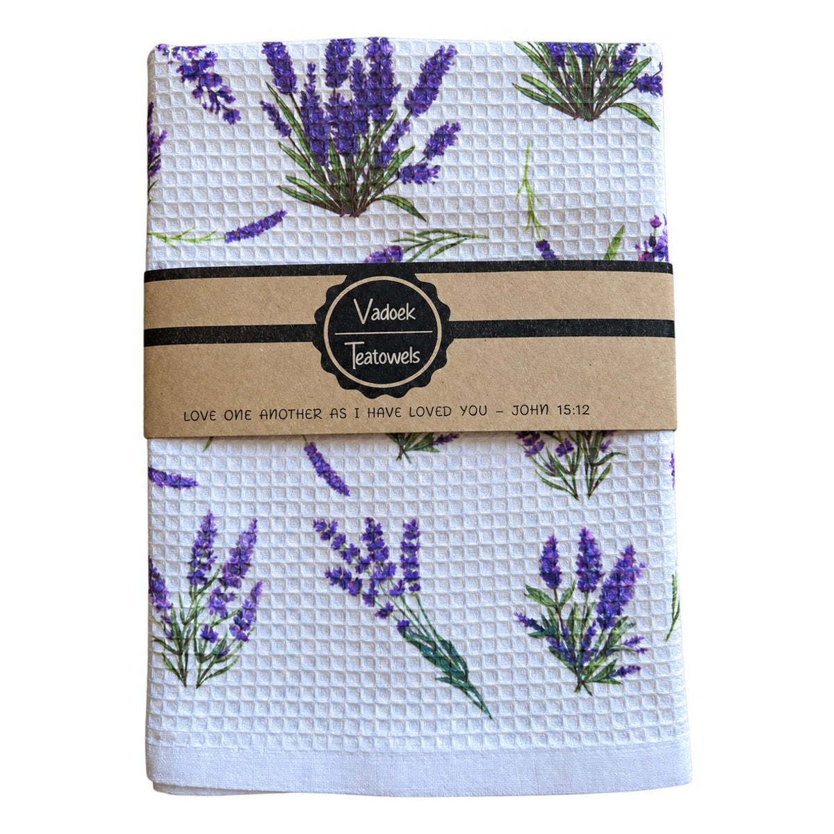 Single Printed Dishcloth - Lavender on a white background