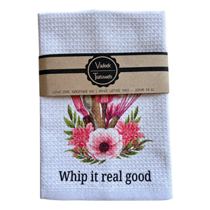 Single Printed Dishcloth - Whip It Real Good on a white background