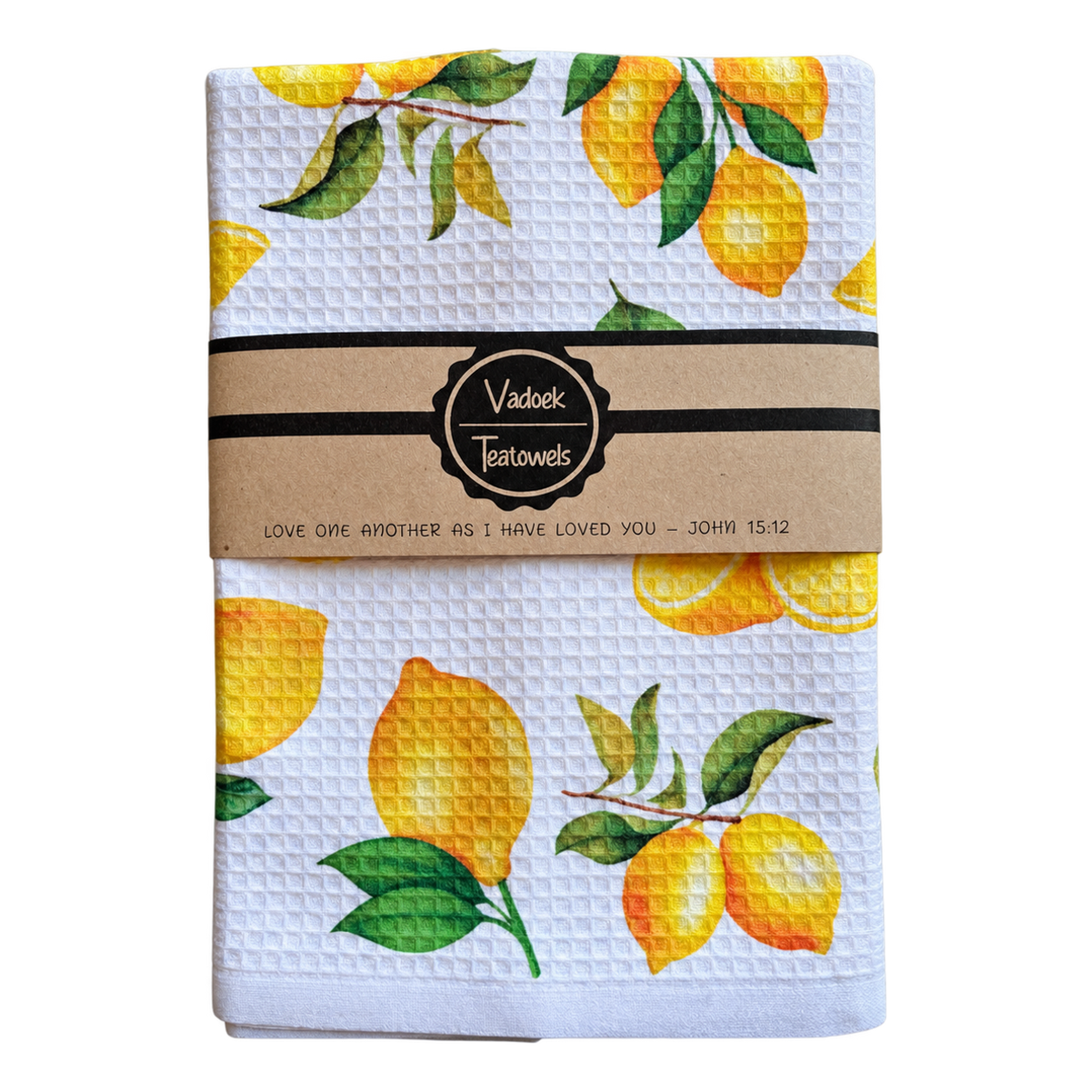 Single Printed Dishcloth - Lemons on a transparent background