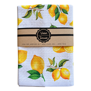 Single Printed Dishcloth - Lemons on a transparent background