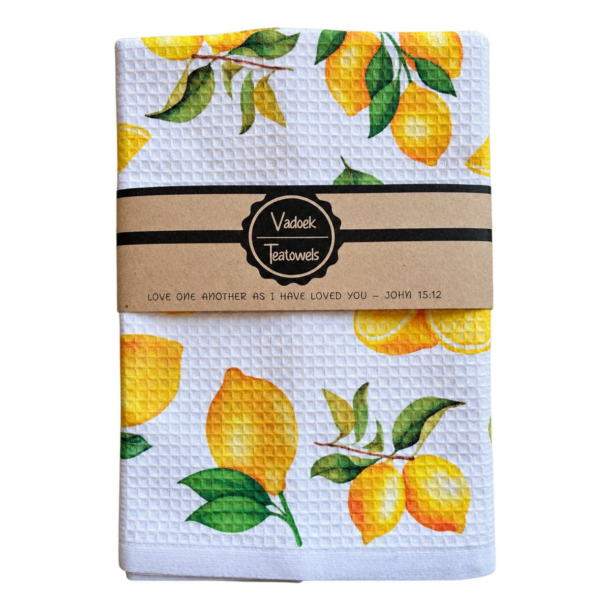 Single Printed Dishcloth - Lemons on a white background