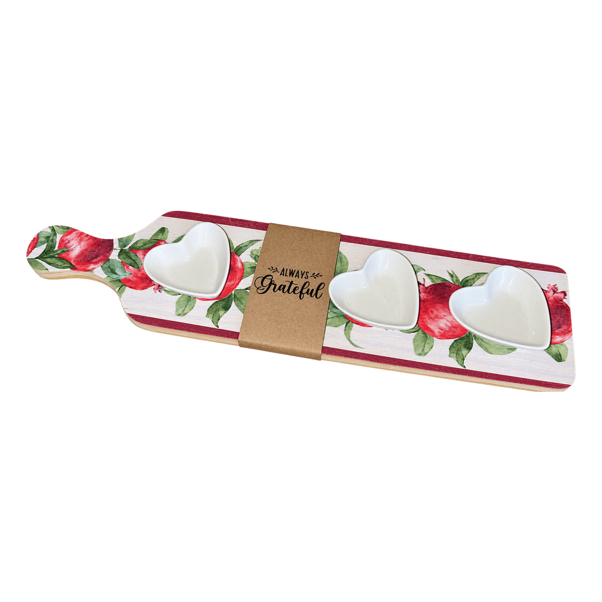Wooden Platter With Handle - Pomegranate Heart Bowl on a transparent background