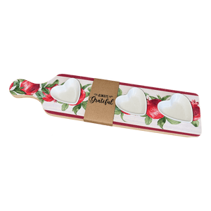 Wooden Platter With Handle - Pomegranate Heart Bowl on a transparent background