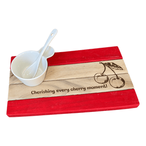 Four Plank Small Platter - Cherries on a transparent background