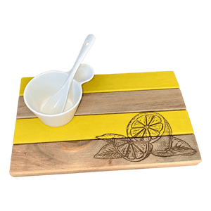 Four Plank Small Platter - Lemons on a transparent background
