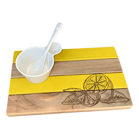 Four Plank Small Platter - Lemons on a transparent background