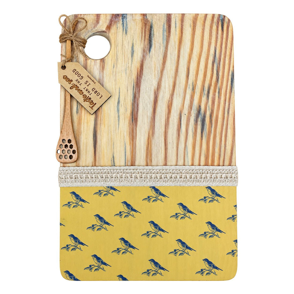 Snack Platter - Yellow Birds Honey Spoon on a white background