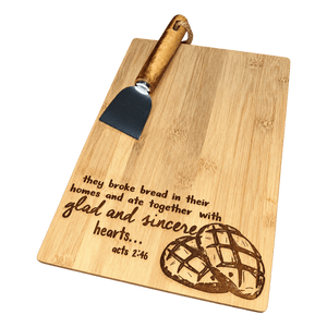 Bamboo Cutting Board - Acts 2:46 on a transparent background