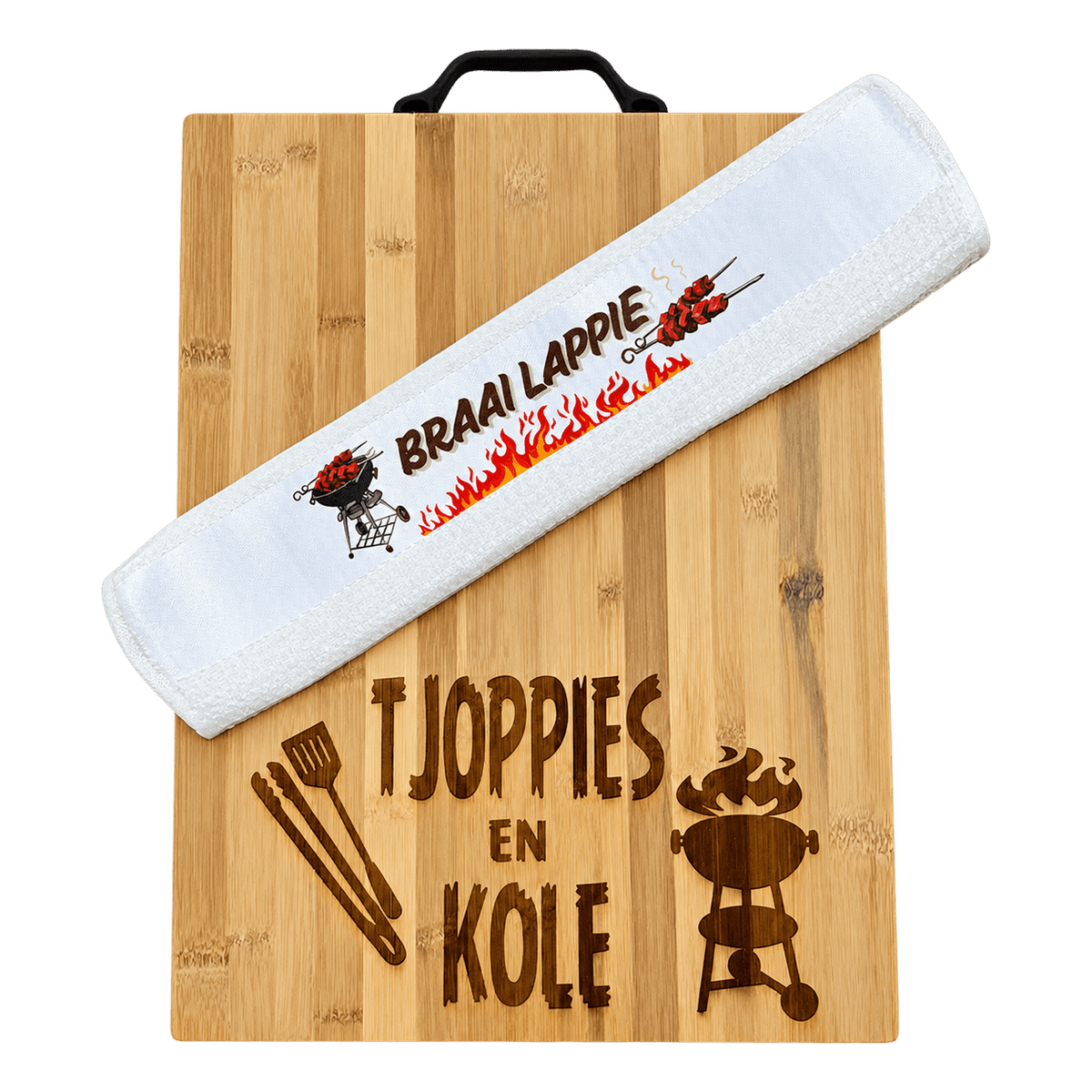 Bamboo Cutting Board and Dishcloth - Tjoppies on a transparent background