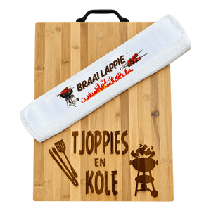 Bamboo Cutting Board and Dishcloth - Tjoppies on a transparent background