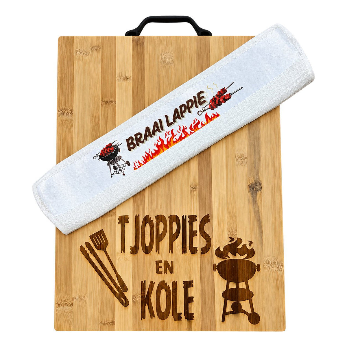Bamboo Cutting Board and Dishcloth - Tjoppies on a white background