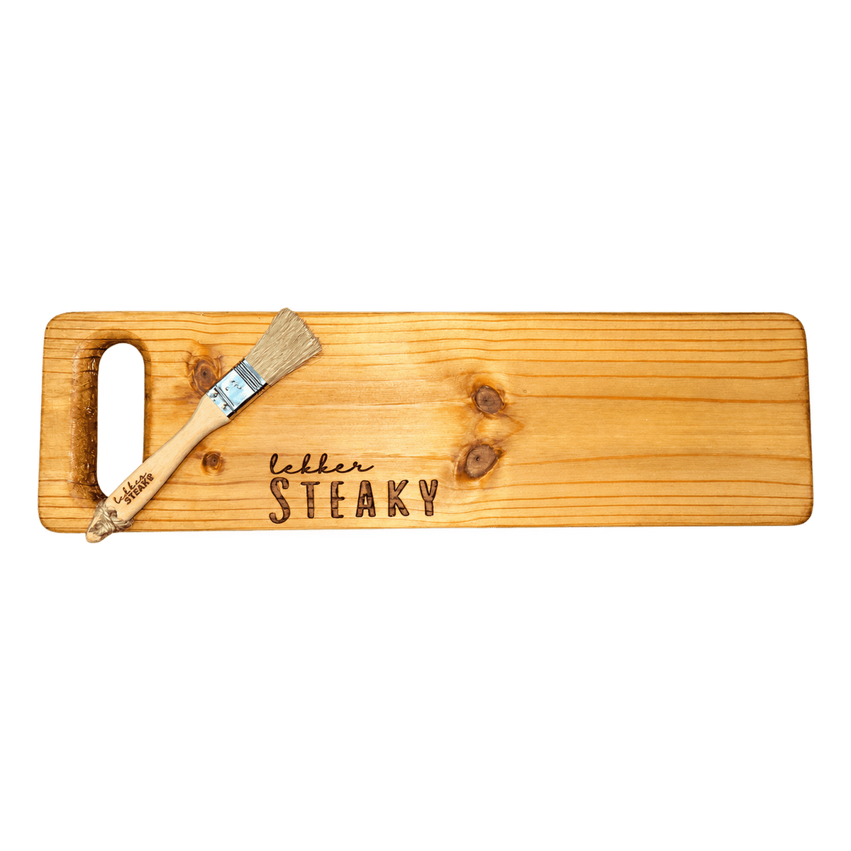 Wooden Steak Board With Brush on a transparent background