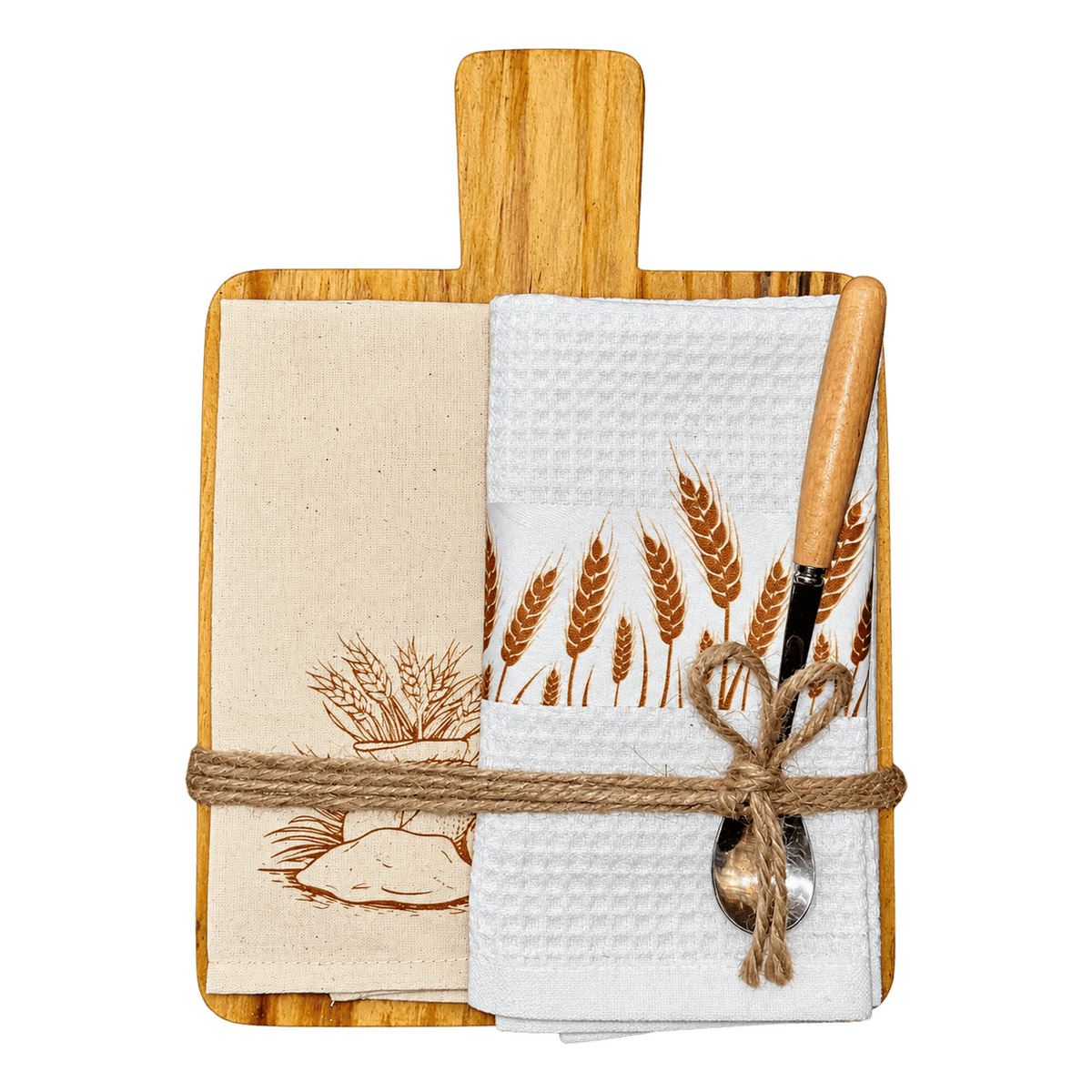 Wooden Dishcloth Platter - Wheat on a transparent background