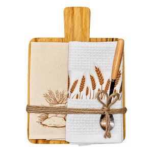 Wooden Dishcloth Platter - Wheat on a transparent background