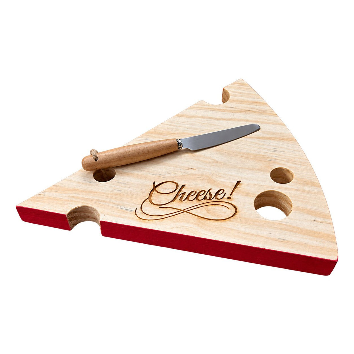 Wooden Cheese Platter - Wedge Cheese on a white background