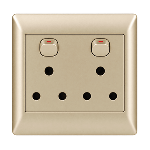 Champagne 2 x 16A Switched Socket product image on white background