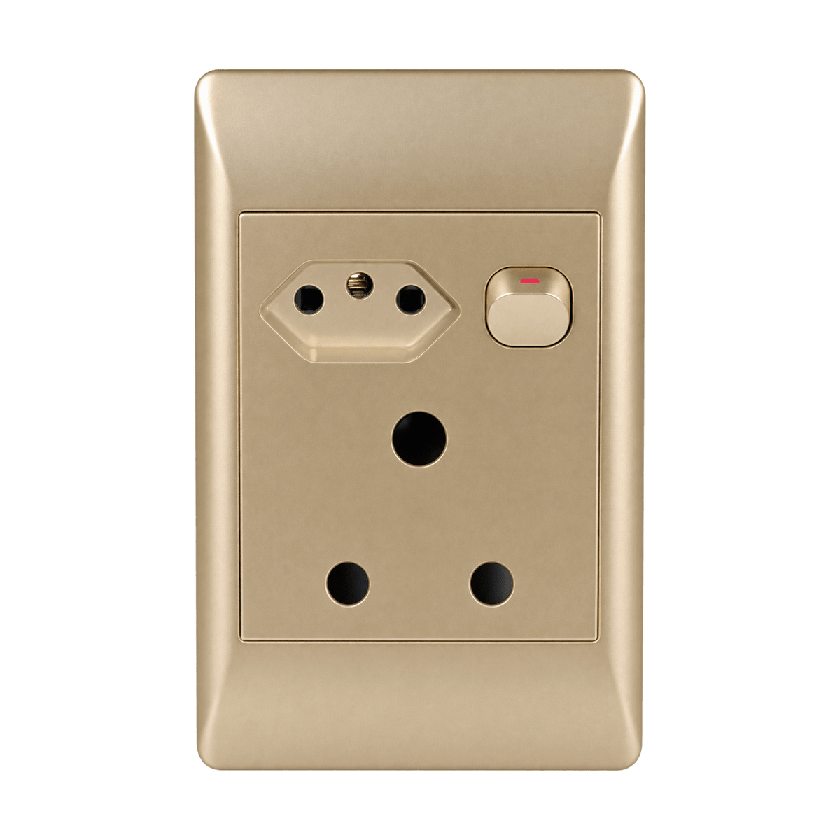 Champagne 1 x 16A, 1 x Euro Switched Socket (4X2) product image on transparent background