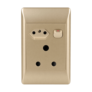 Champagne 1 x 16A, 1 x Euro Switched Socket (4X2) product image on transparent background