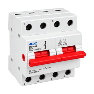 2-pole 63A DIN Changeover Switch product image on white background