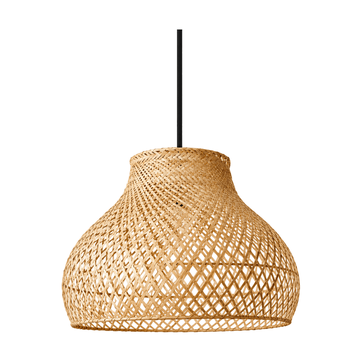 Cone Rattan Bamboo Pendant 400 product image on transparent background