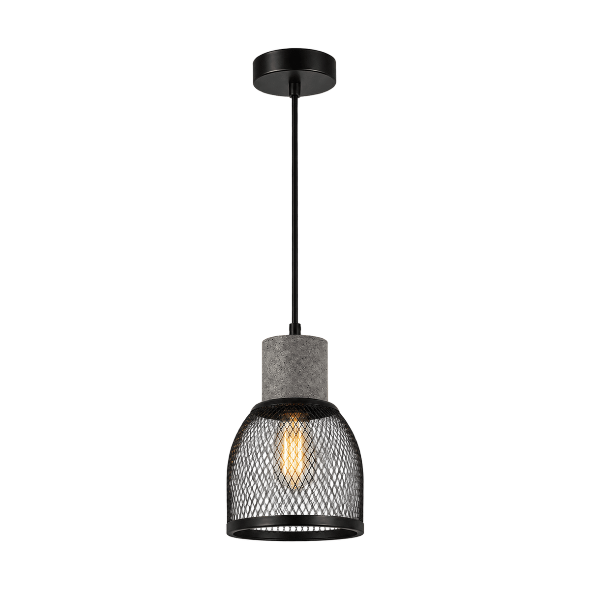 Transparent background catalog image of Midnight Dome Mesh & Stone Pendant Light