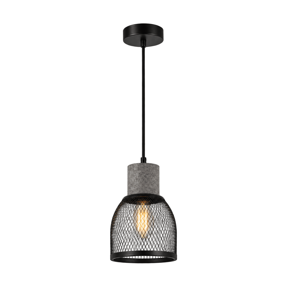 White background catalog image of Midnight Dome Mesh & Stone Pendant Light