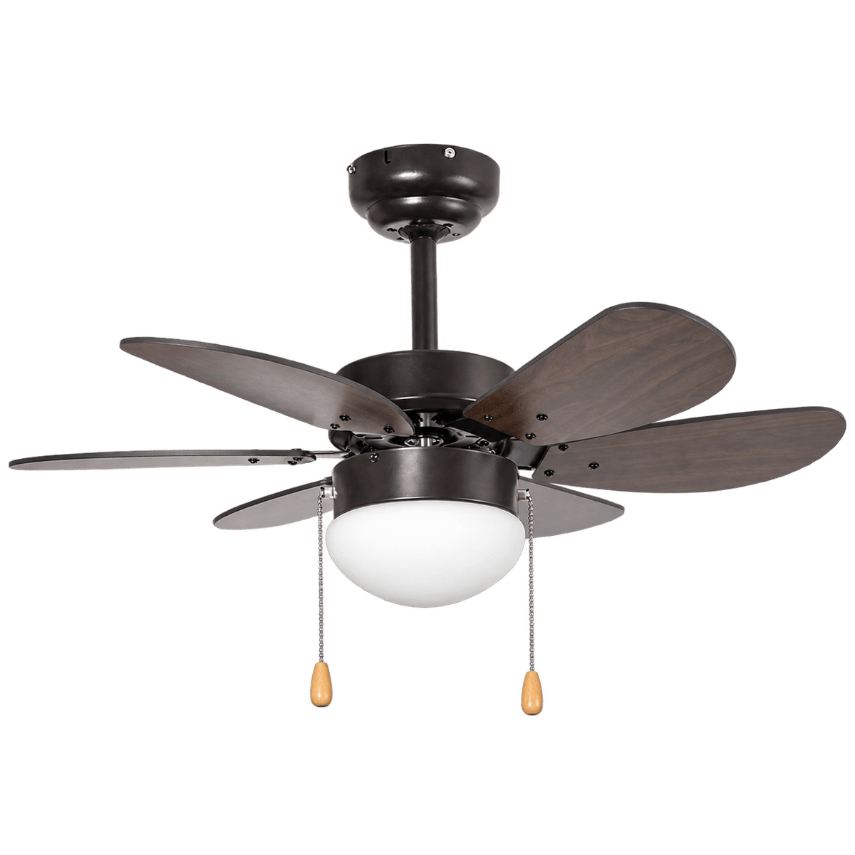 6 Blade Black Ceiling Fan — transparent background