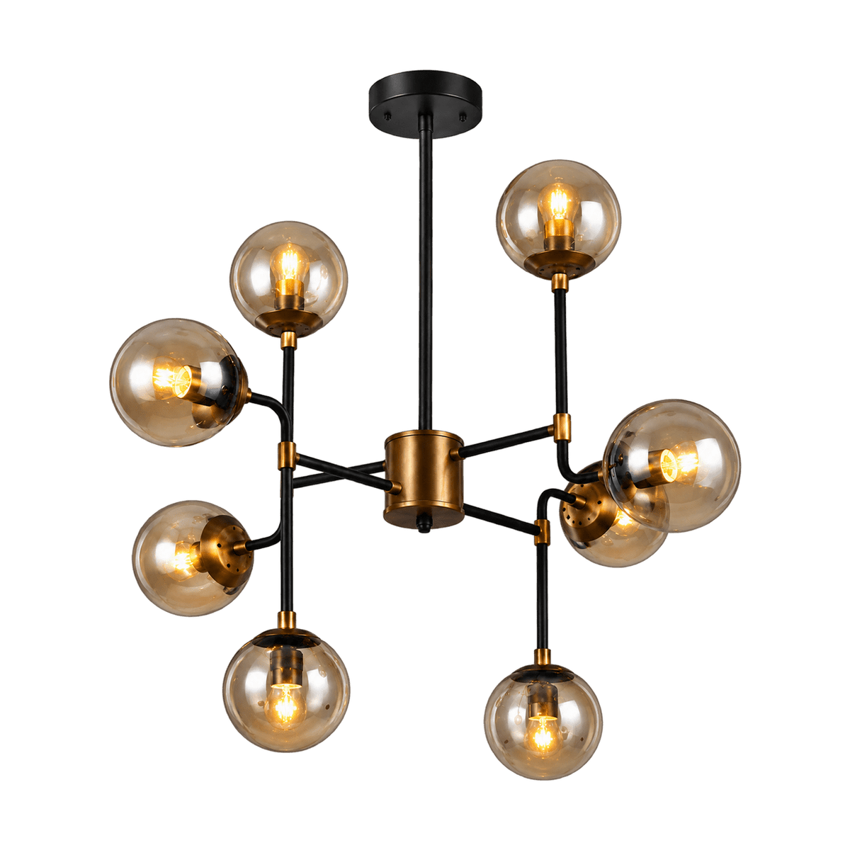 Transparent background catalog image of 8 Light Black & Bronze Chandelier