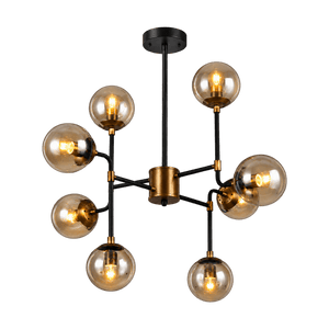 Transparent background catalog image of 8 Light Black & Bronze Chandelier