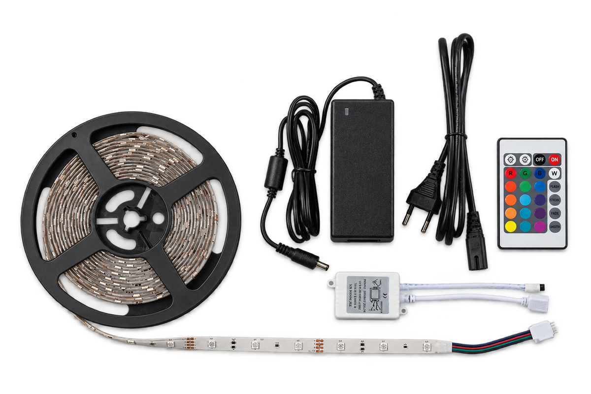 RGB LED Striplight 12V - 5050 Super Bright (5m) - IP20 on transparent background, product image