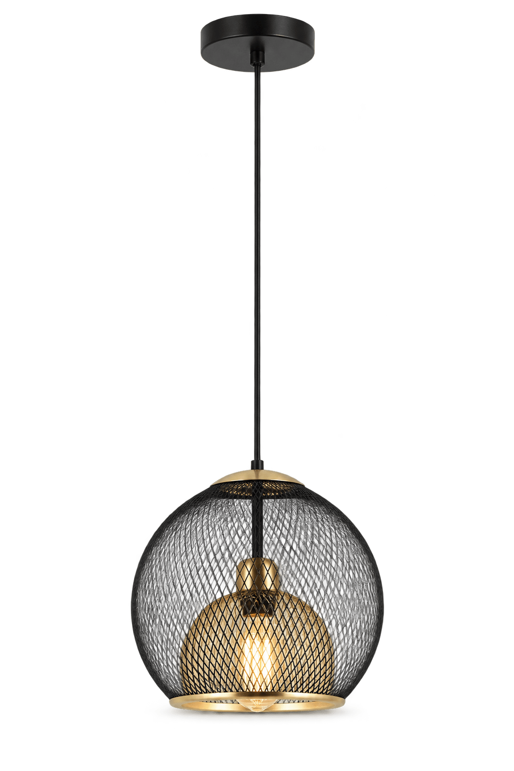 Beau Black & Gold Pendant Light on transparent background, product image