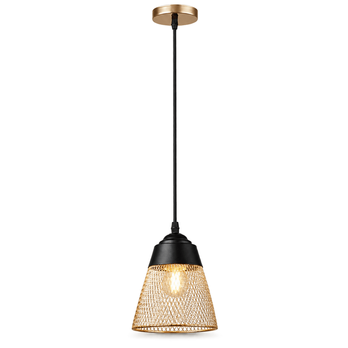 Billie Black & Gold Pendant Light on transparent background, product image