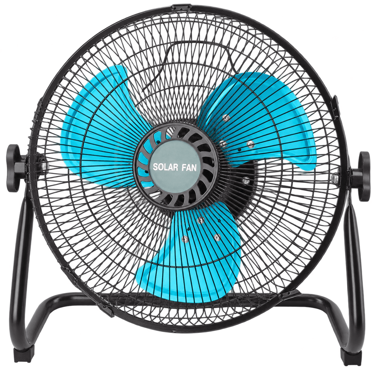 12" Inch Solar & Mains Rechargeable Floor Fan — white background