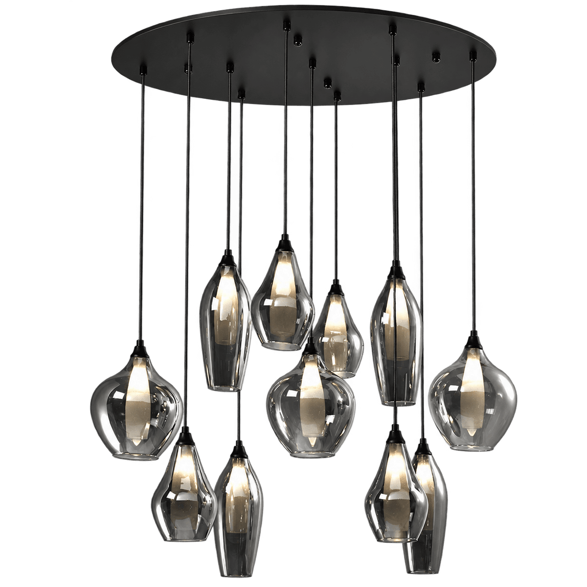 Hailo 11 Light Smoke Glass Pendant on transparent background, product image