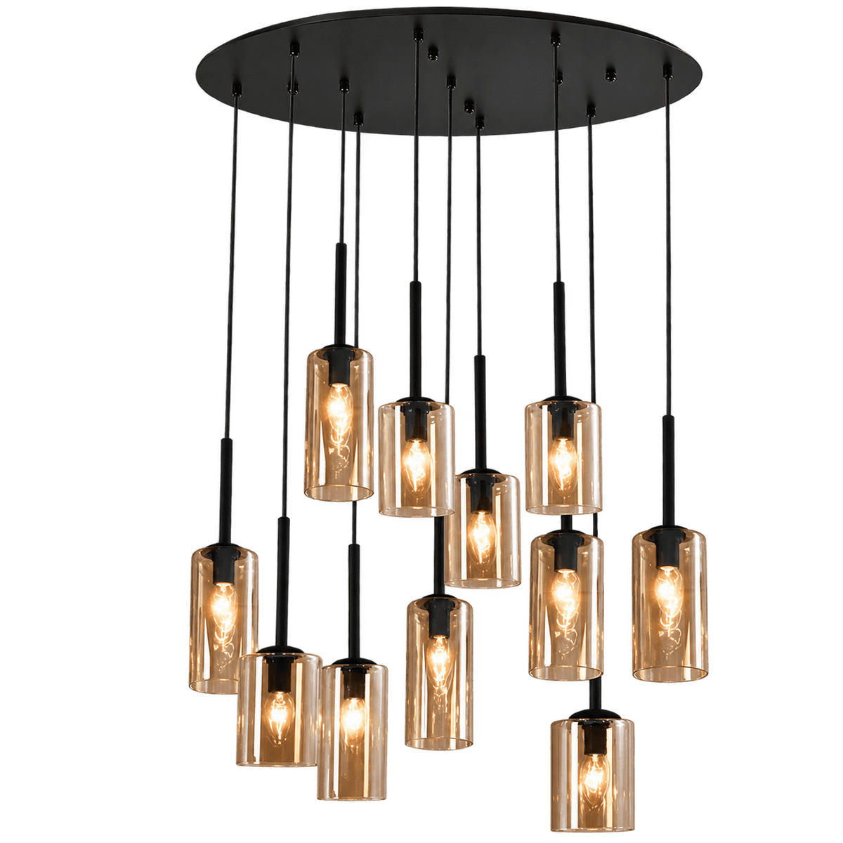 Akroyd 11 Light Amber Glass Pendant on transparent background, product image