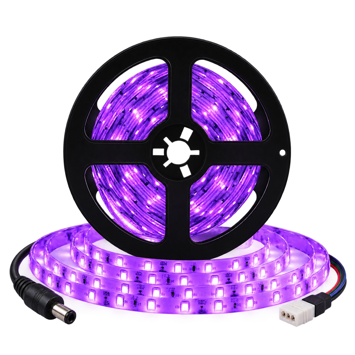 Ultra Violet (UVA) LED Striplight 24Vdc - 9.6W 120LED (5m) on transparent background, product image