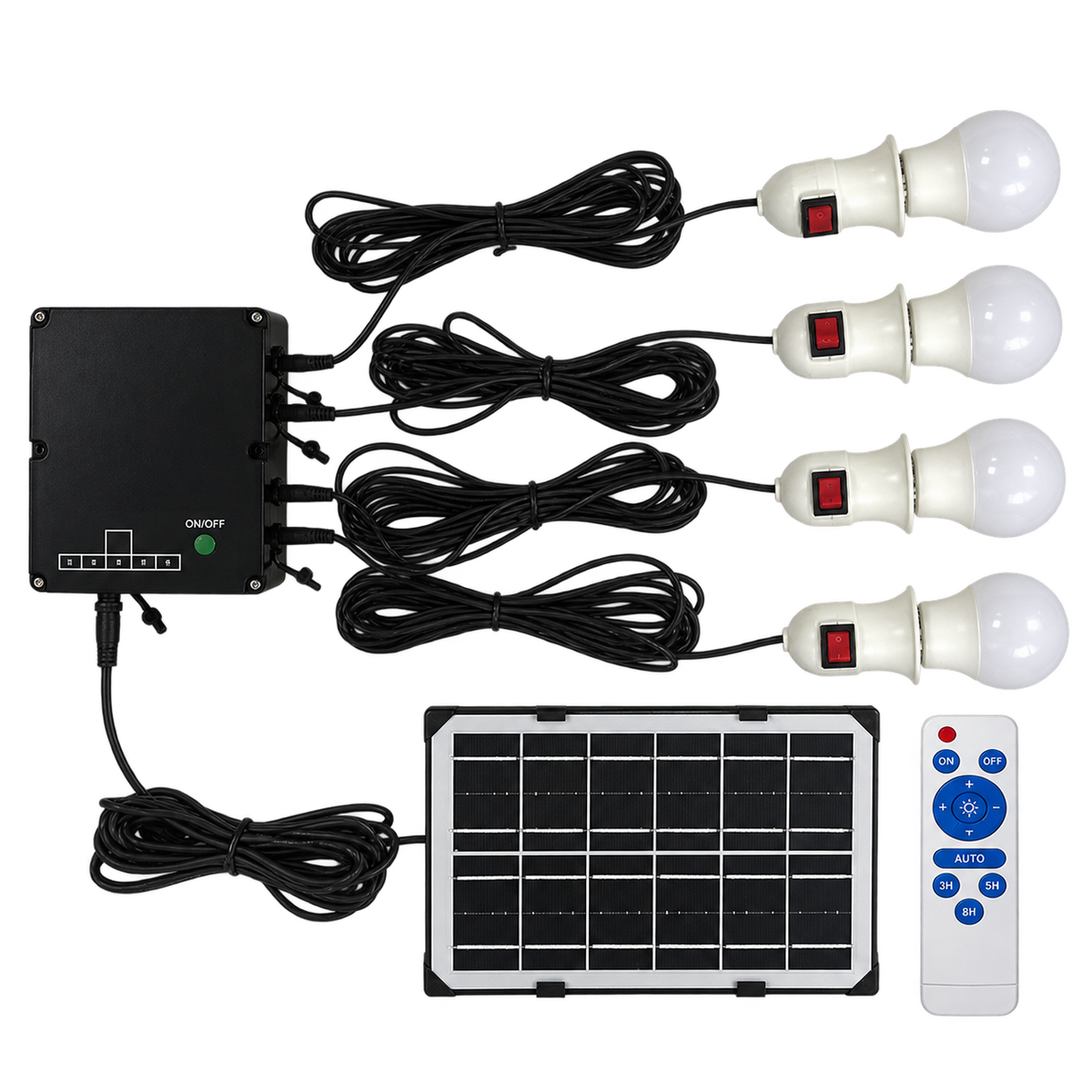 Outdoor 4 Light Solar Kit on transparent background, product image