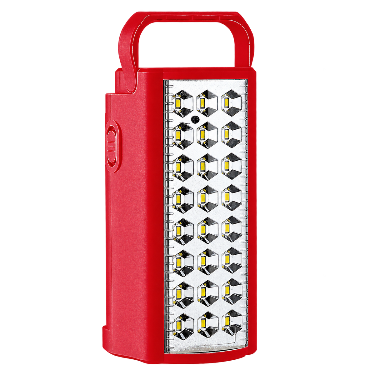 Red 12W Rechargeable LED Lantern on transparent background, product image