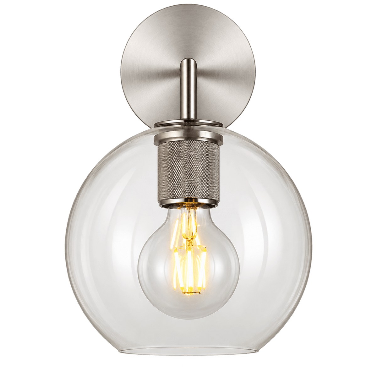 Trends Ball Glass Wall Light - Satin Silver — transparent background