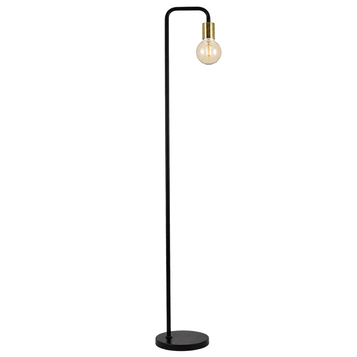Sleek Metal Floor Lamp - Black on transparent background, product image