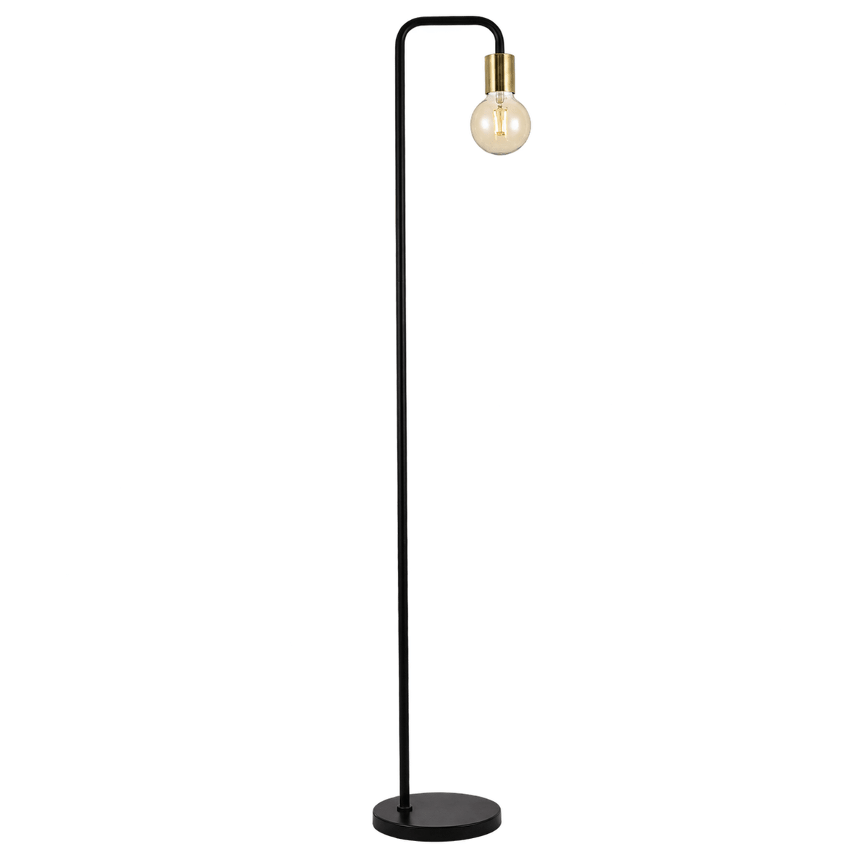 Sleek Metal Floor Lamp - Black — white background