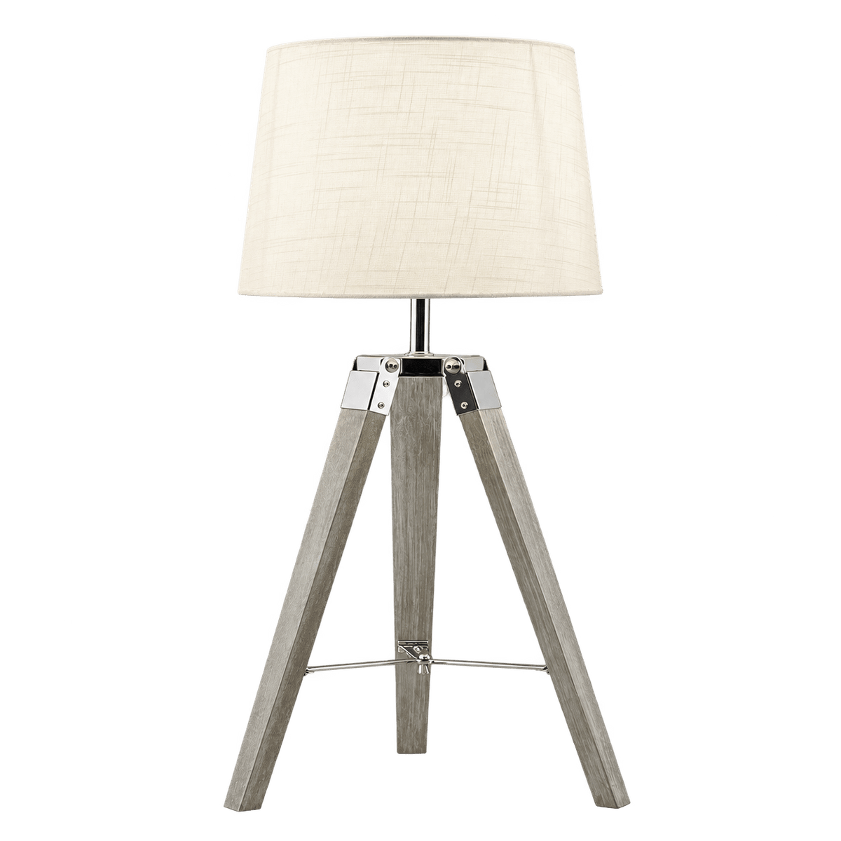 Arabella Wood & Chrome Table Lamp on transparent background, product image