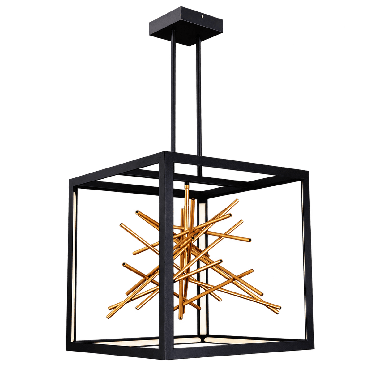 Baton Black & Gold LED Pendant Light on transparent background, product image