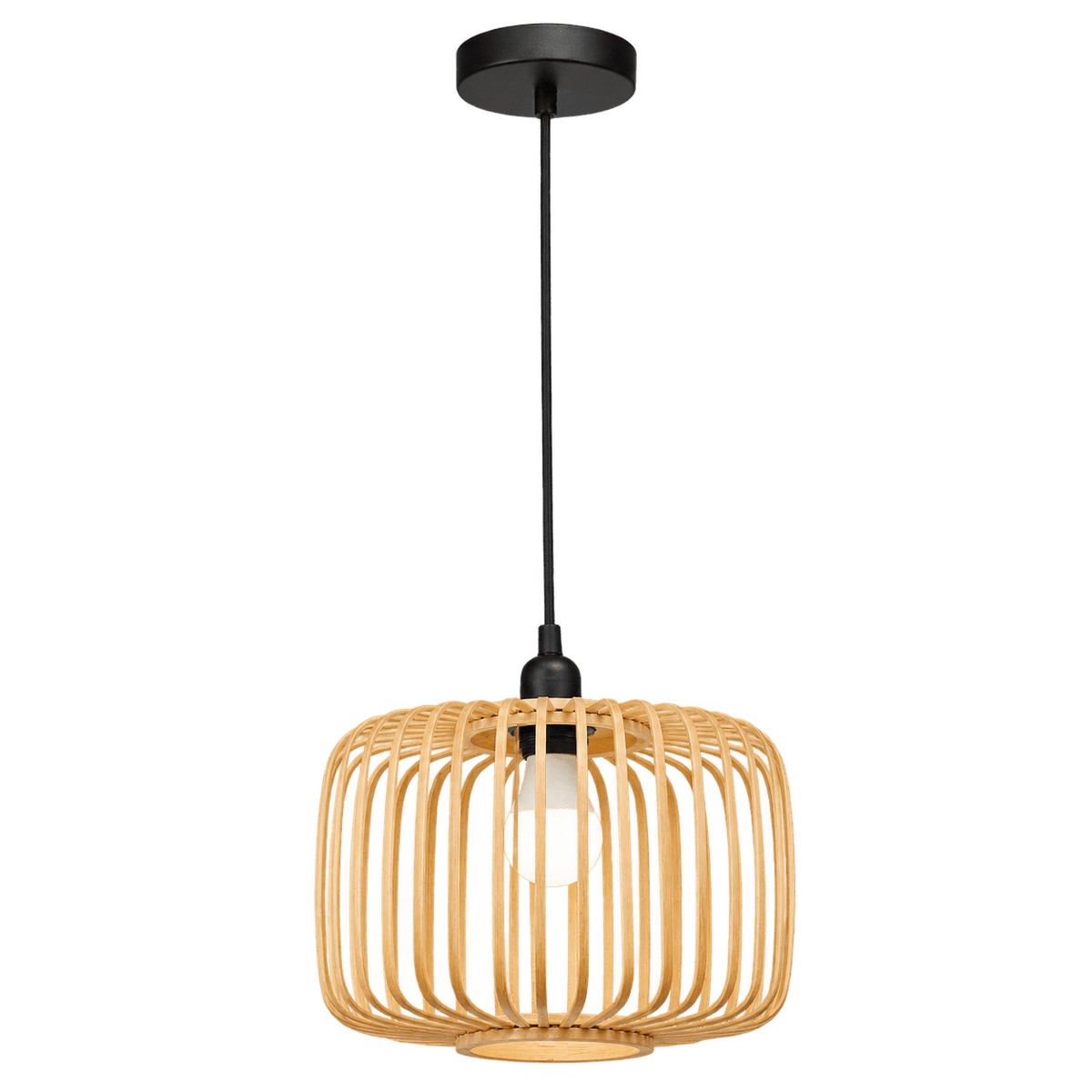 Haiku Bamboo & Metal Pendant Light — transparent background