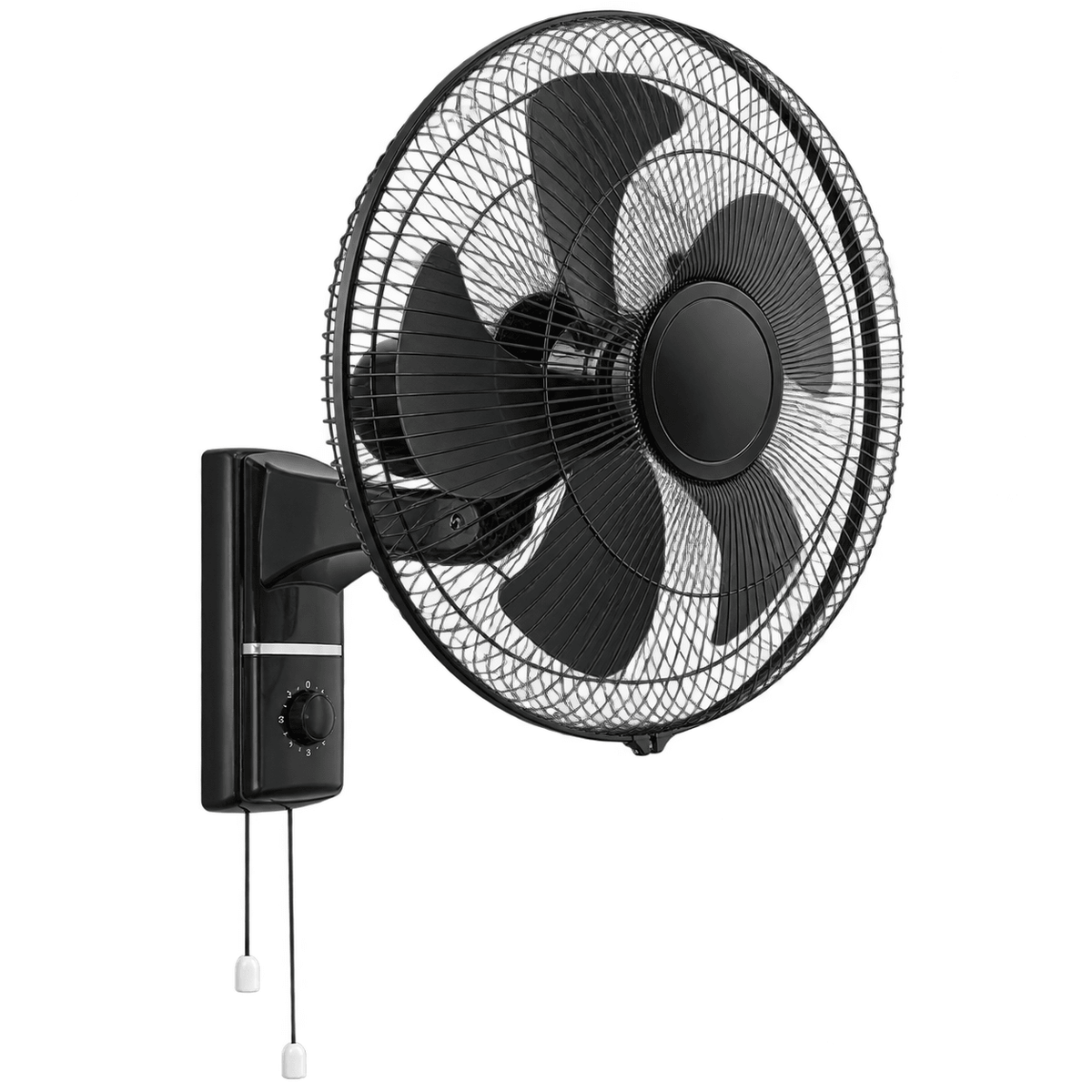 Stylish 16-inch Black Wall Mounted Fan — white background