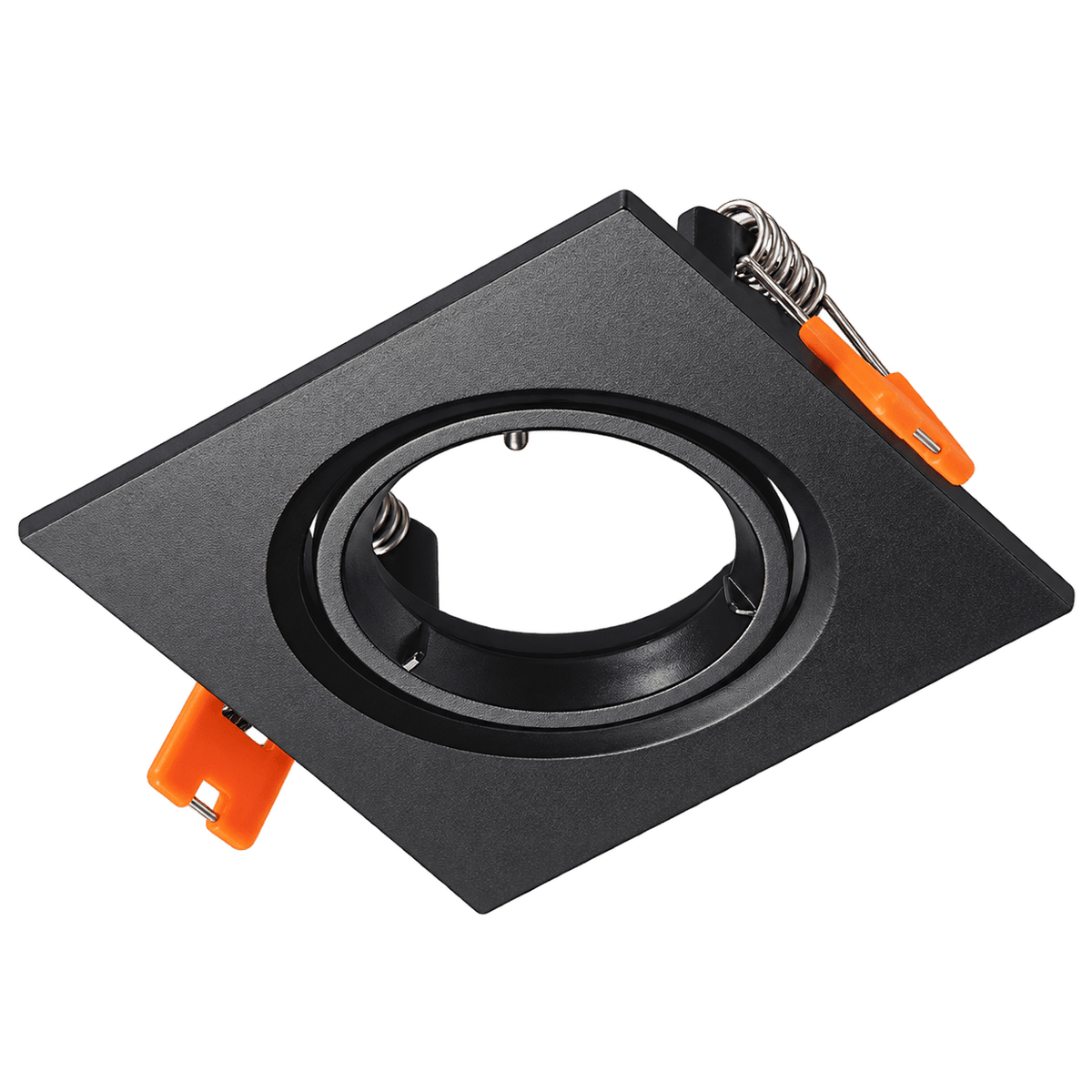 Black Square Tilt GU10 Downlight Holder, transparent background