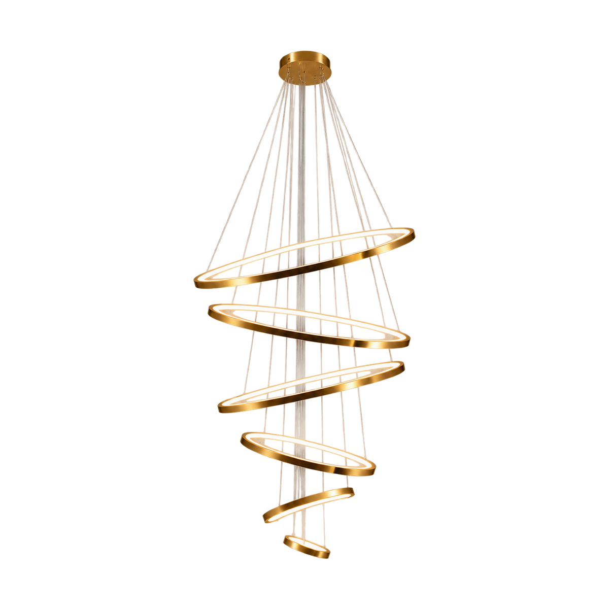 Gold Mega Ribbon LED Pendant Light (Dimmable) on a transparent background