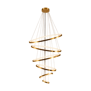 Gold Mega Ribbon LED Pendant Light (Dimmable) on a transparent background